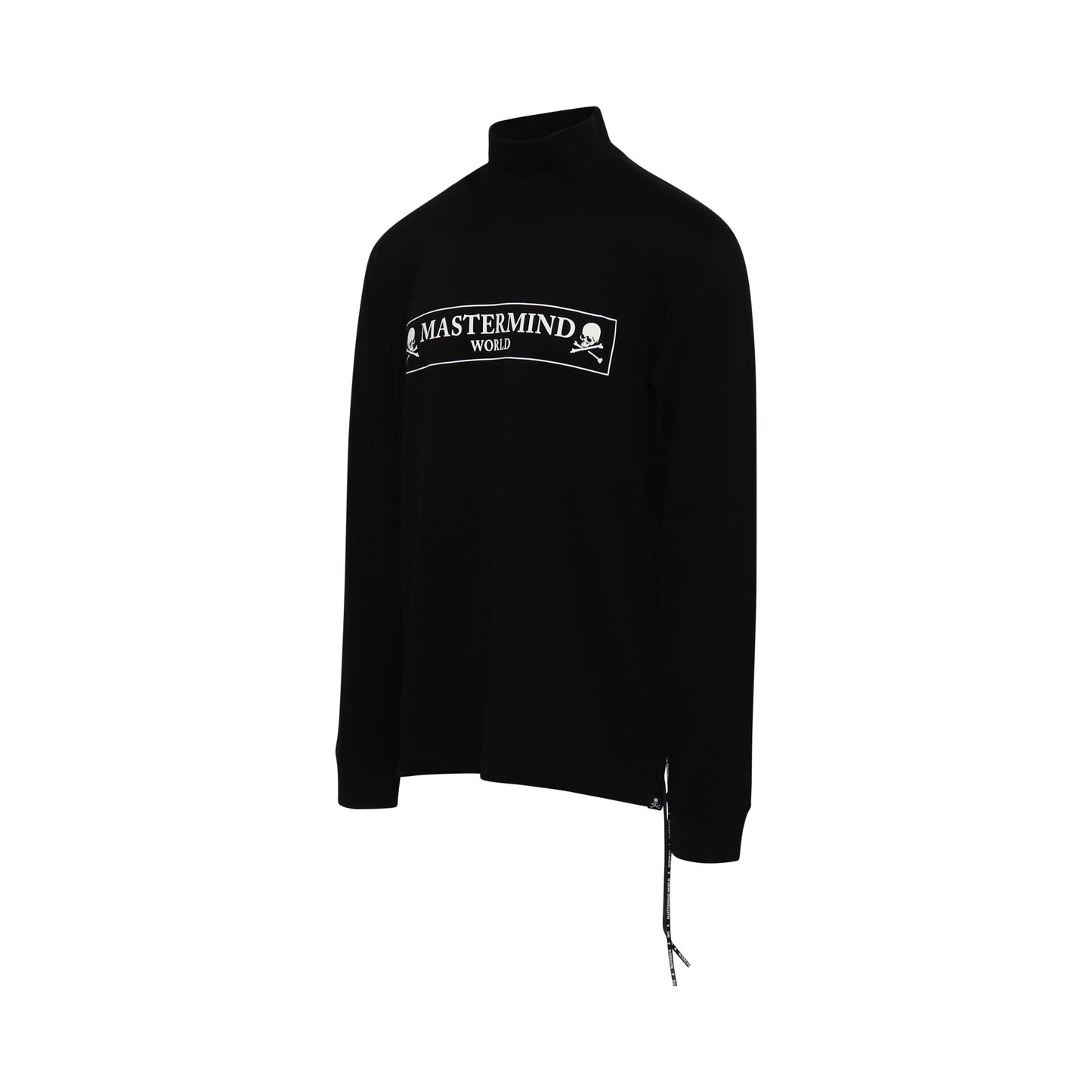 Boxed Logo Hi Neck Long Sleeve T-Shirt in Black