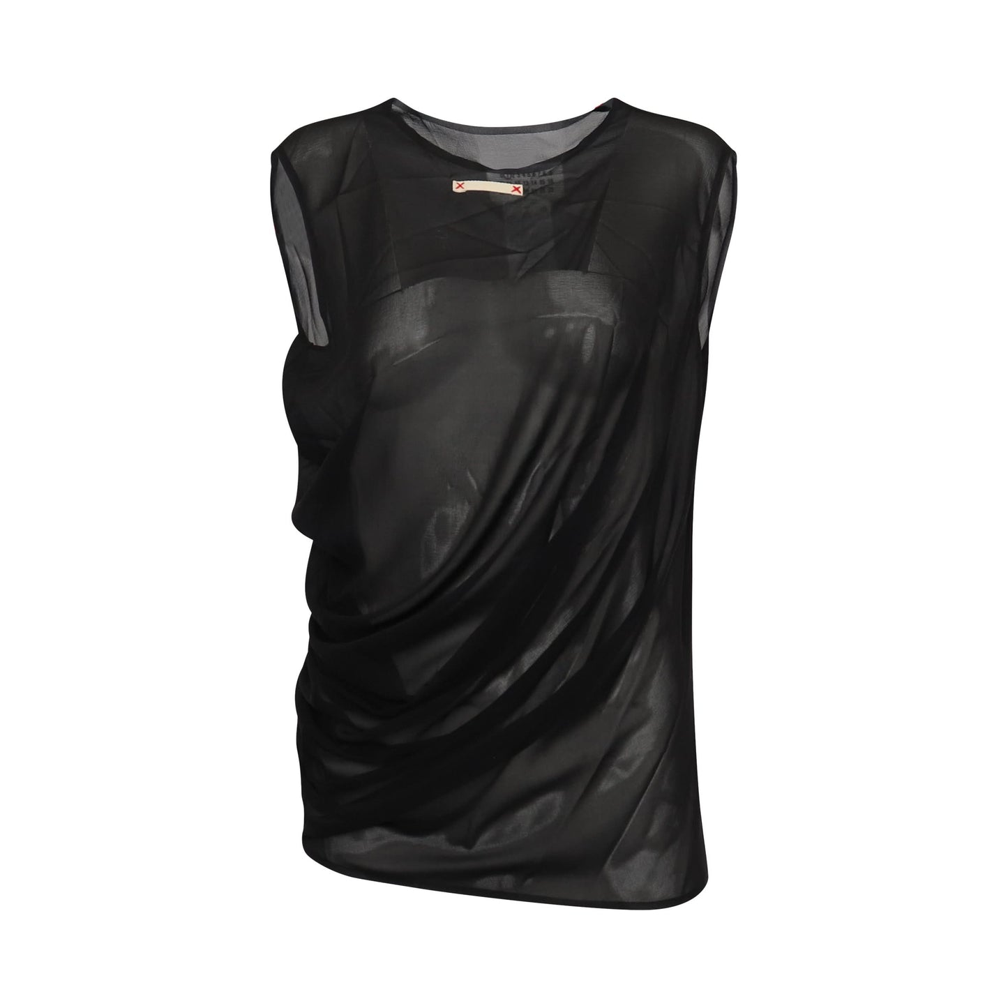 Sleeveless Drape Silk Top in Black