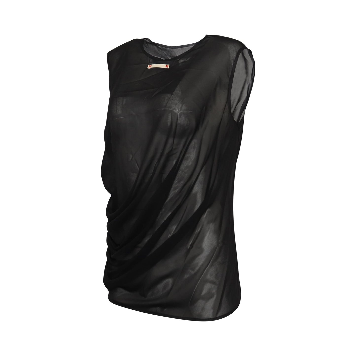 Sleeveless Drape Silk Top in Black