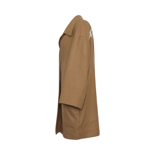 Round Logo Coat in Beige