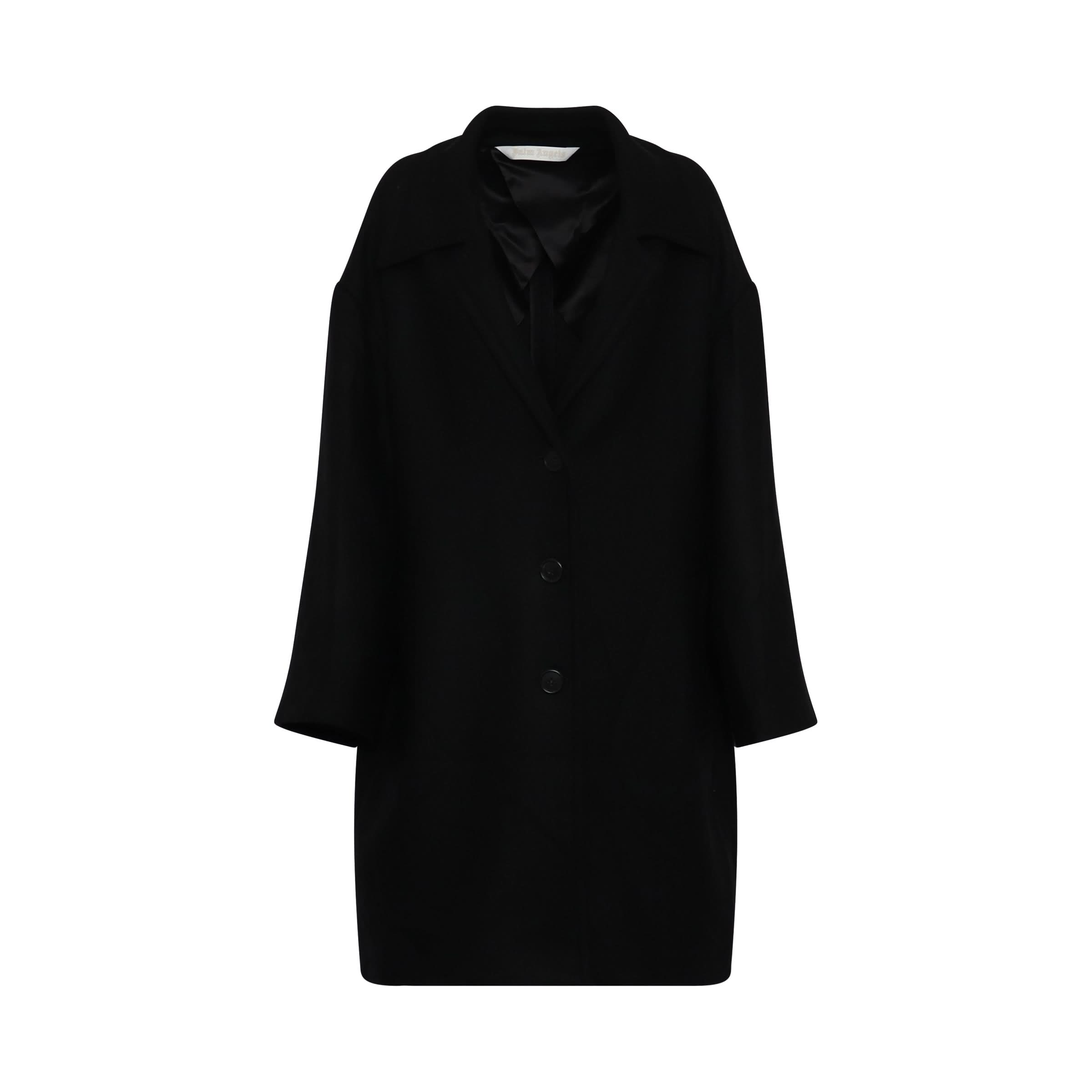 Round Logo Coat in Black