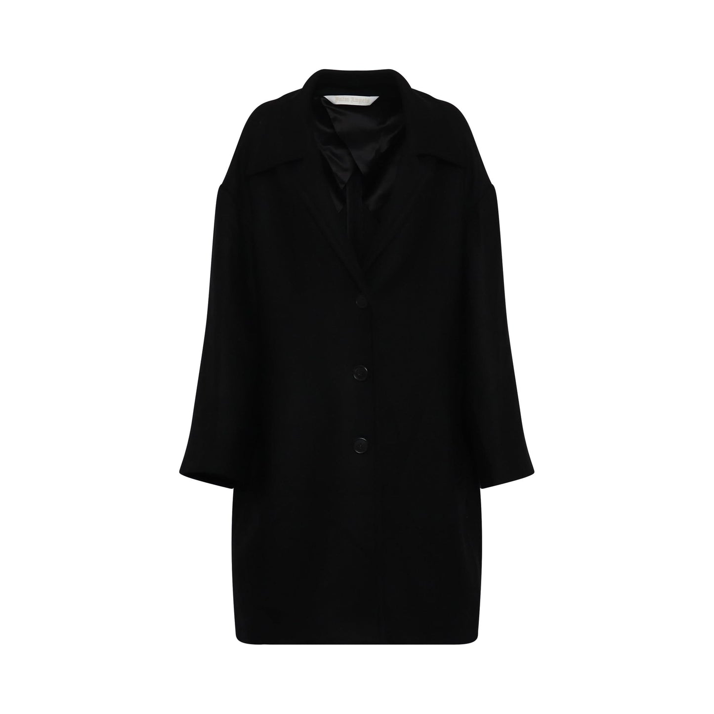 Round Logo Coat in Black