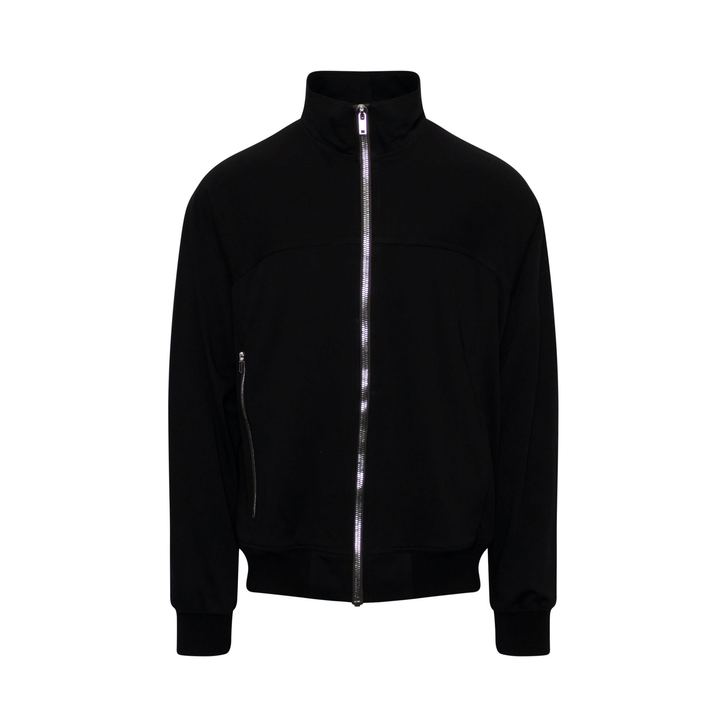 Zip Front Track Jacket in Black