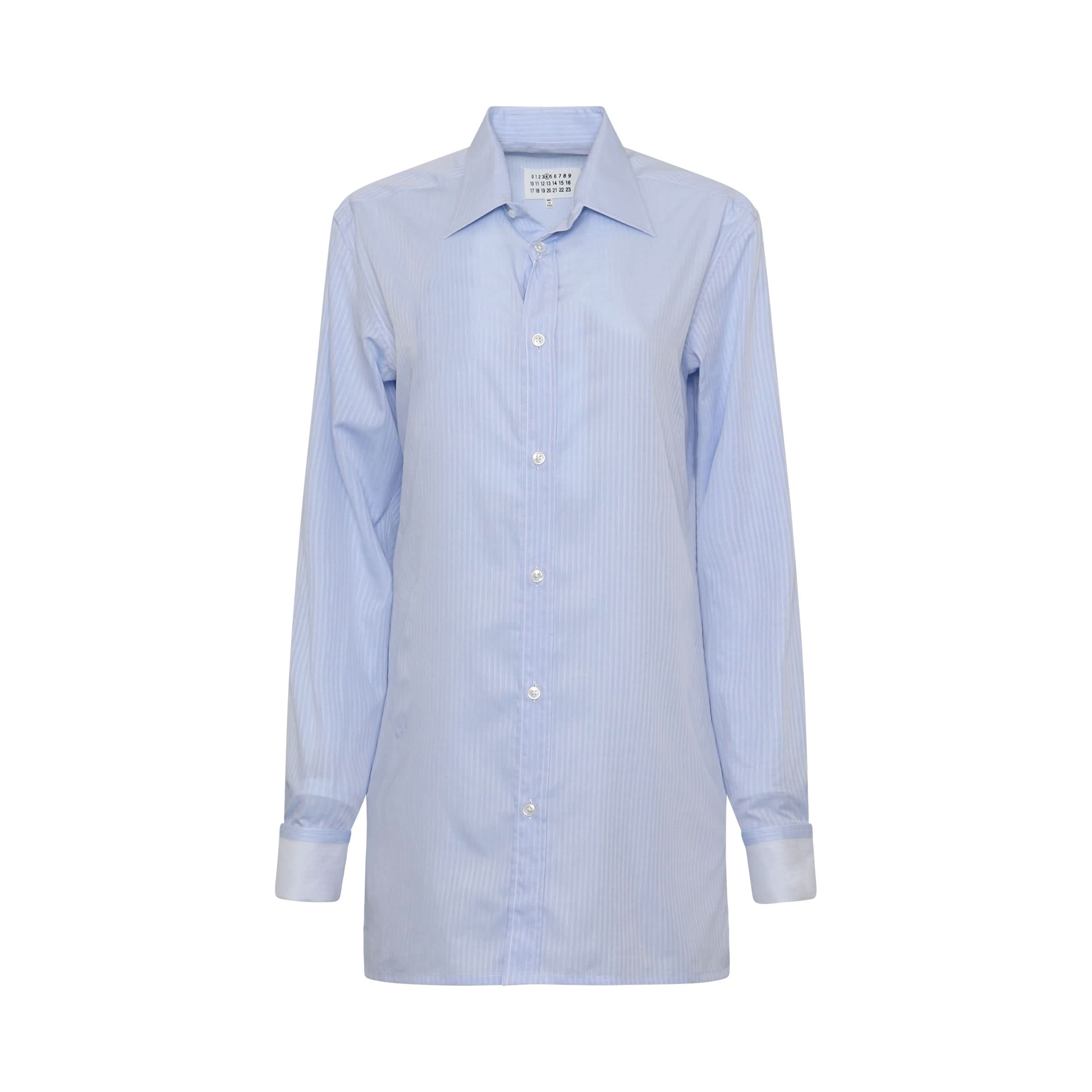 Long Sleeve Stripe Shirt in Light Blue