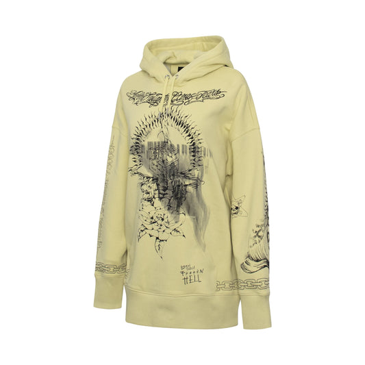 Tattoo Cross Print Hoodie in Lemonade