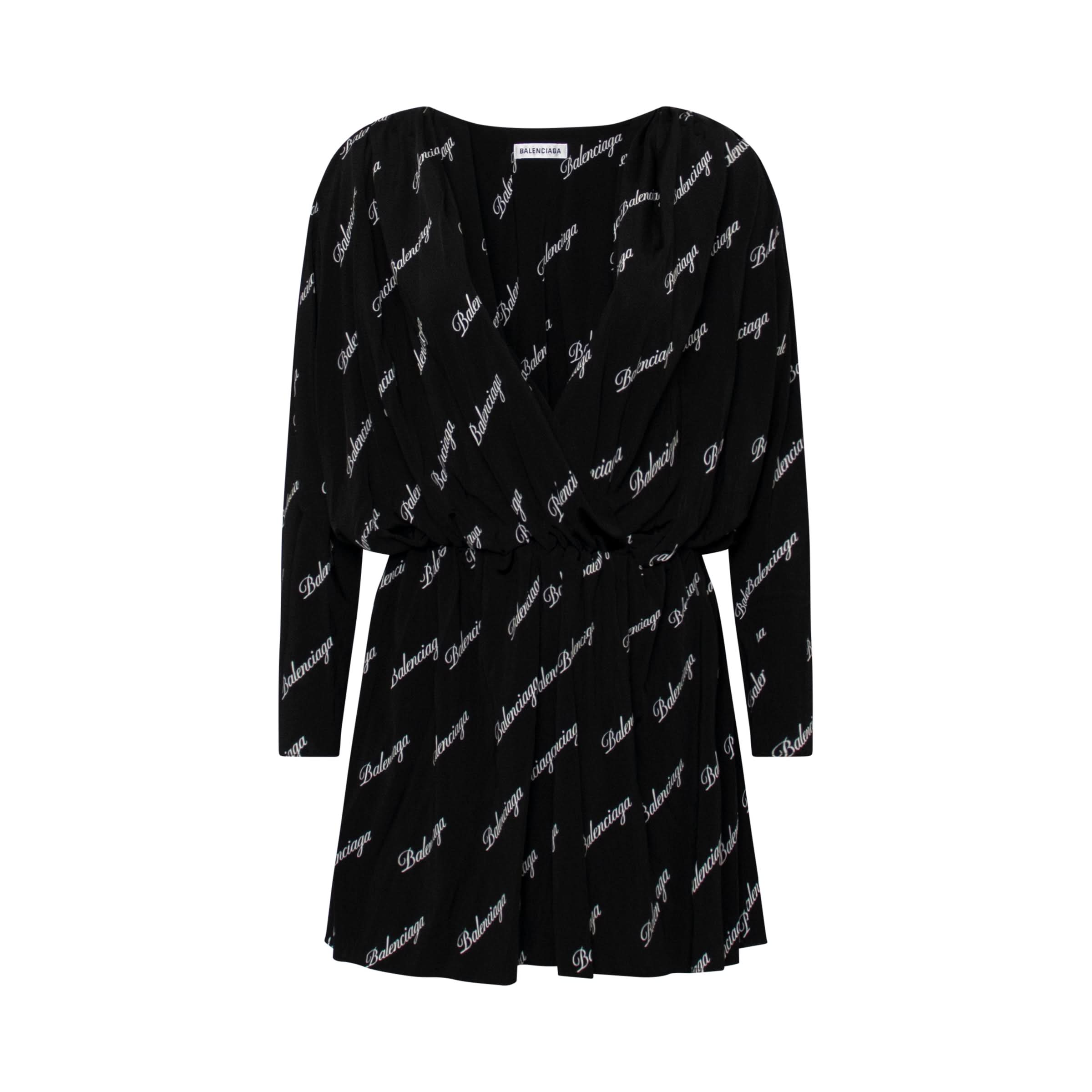 Allover Logo Mini Dress in Black