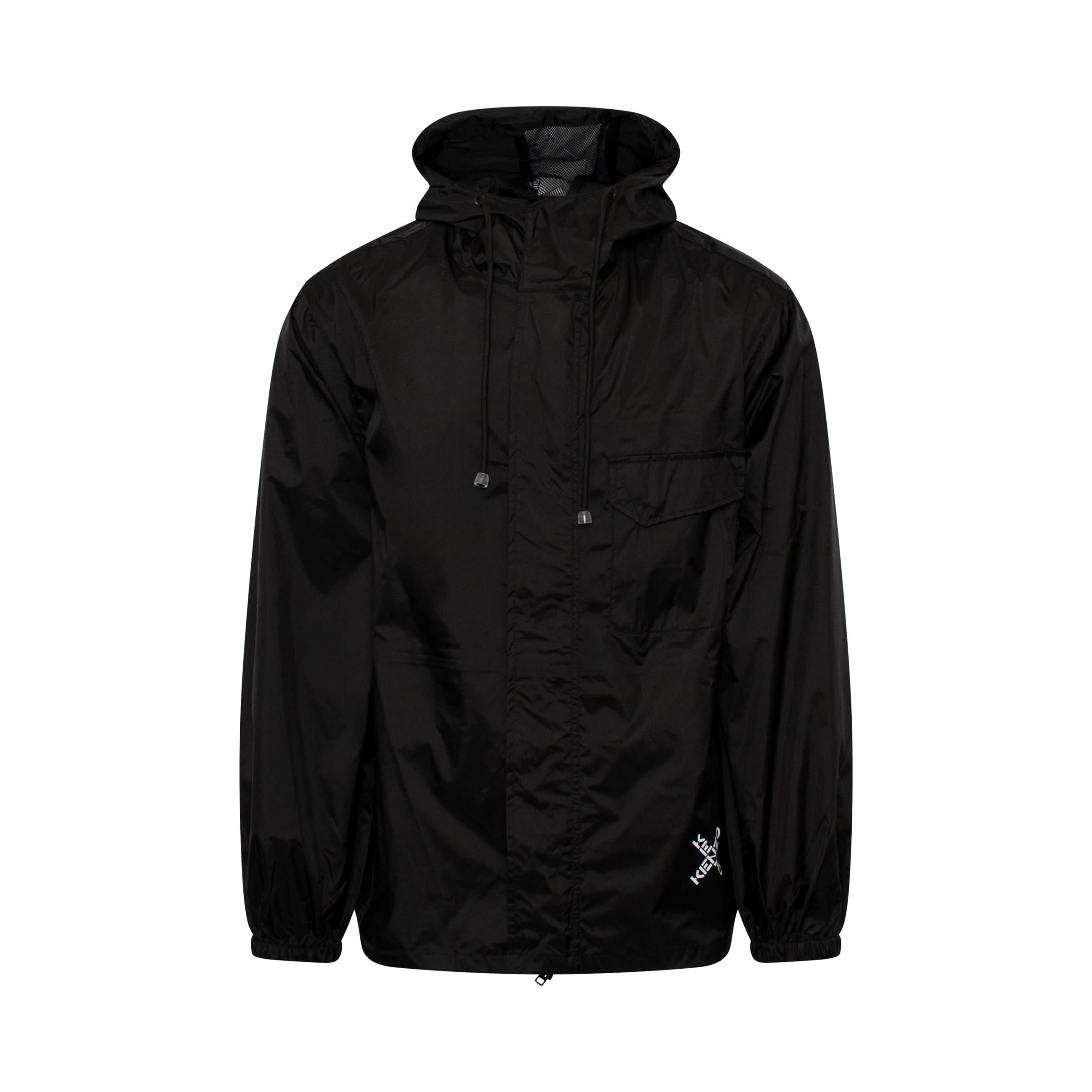 Logo Print Windbreaker Jacket in Black