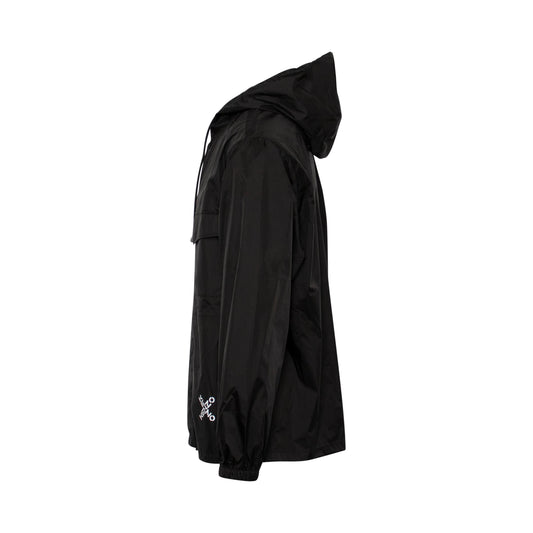 Logo Print Windbreaker Jacket in Black