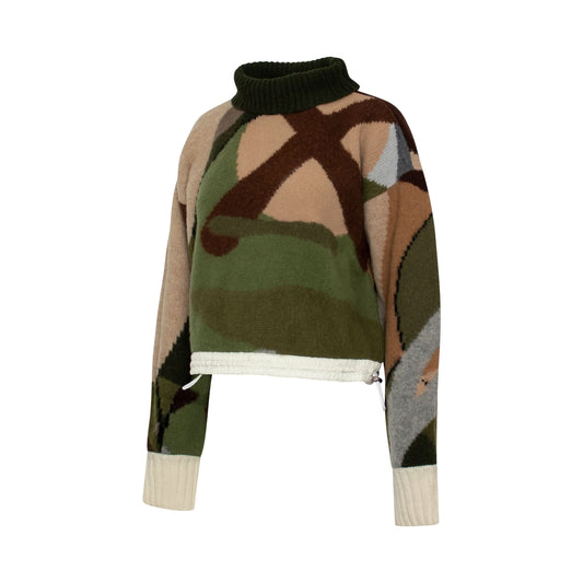 Kaws Jacquard Knit Sweater in Camouflage