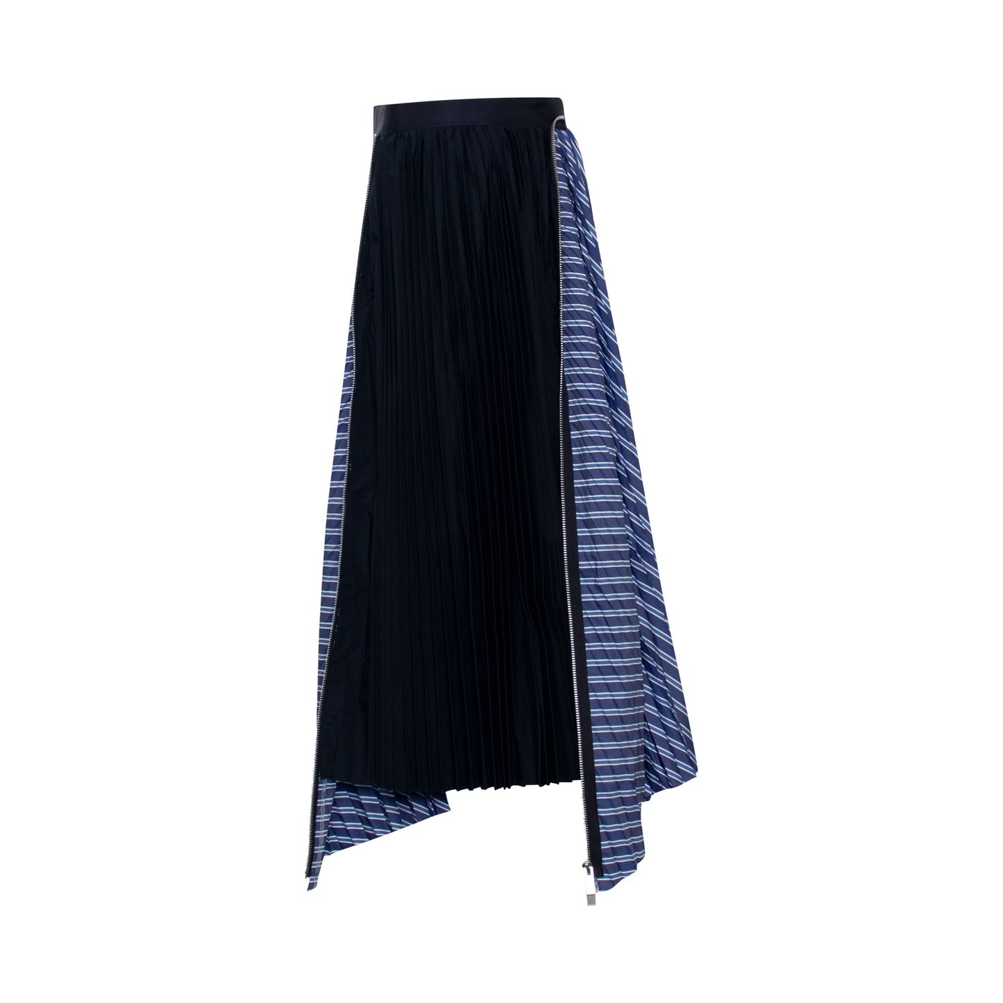 Classic Pleated Asymmetric Skirt in Stripe