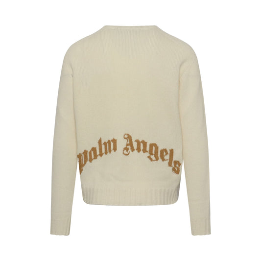 Curved Logo Sweater in Off White