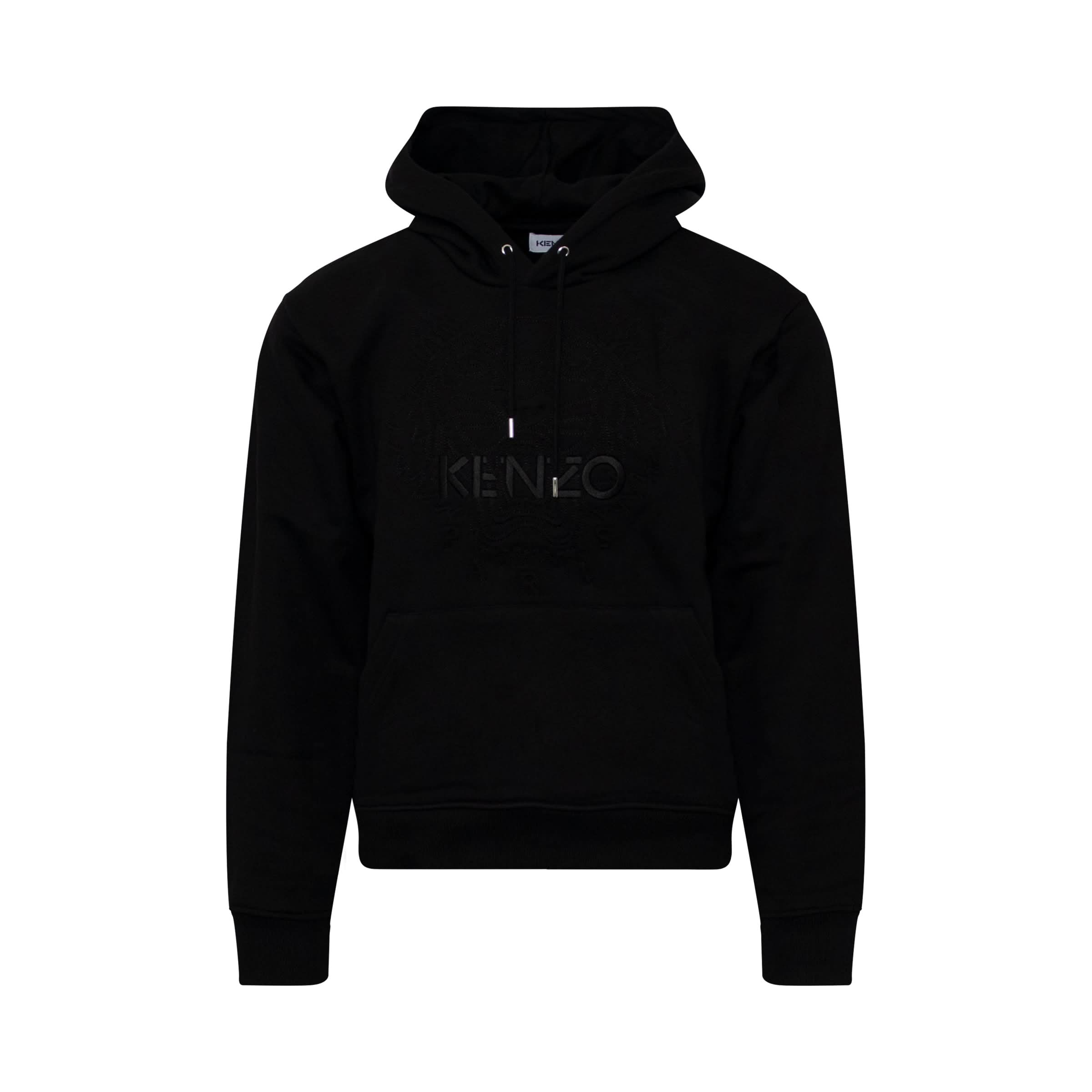 Tone On Tone Tiger Hoodie in Black