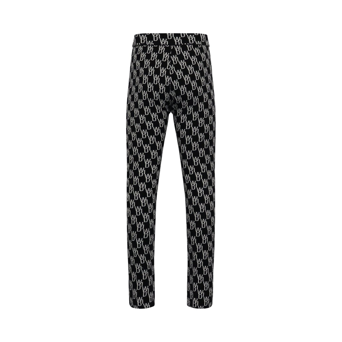 Fitted Knit Side Open Jacquard Trouser in Black