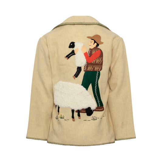 Surfolk Wool Embroidery Jacket in Ivory