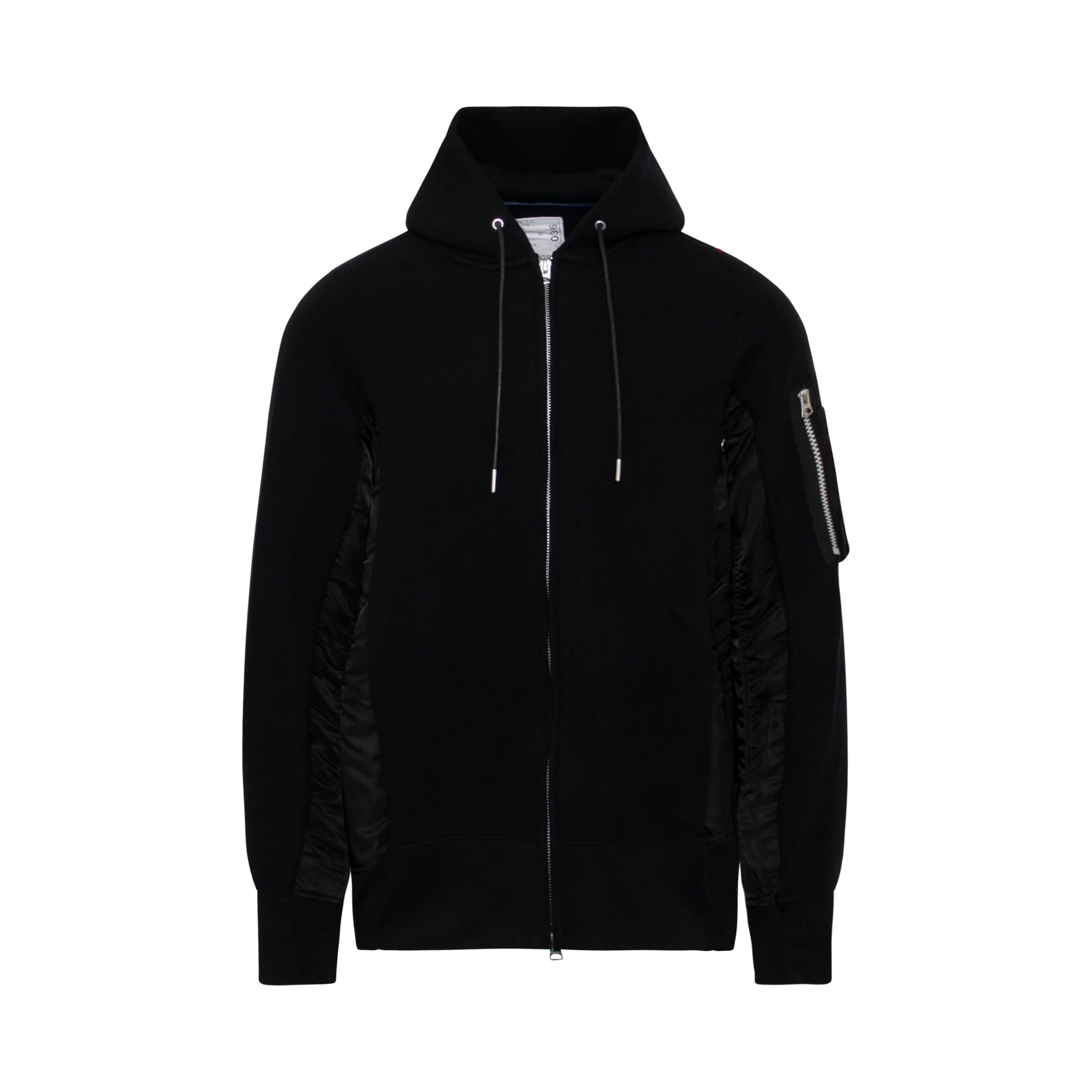 Classic MA-1 Zip Hoodie in Black