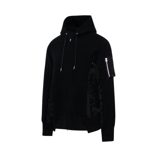 Classic MA-1 Zip Hoodie in Black