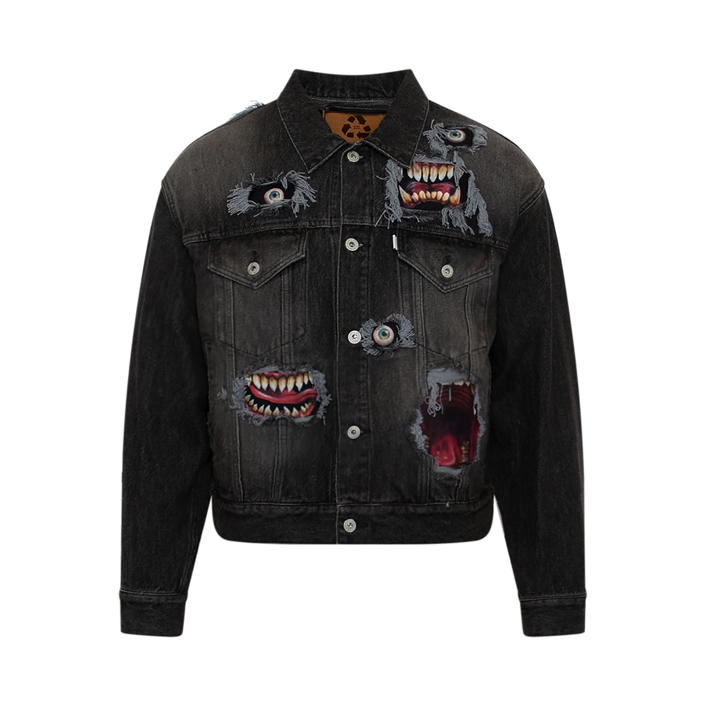 Recycle Denim Monster Repair Jacket in Black