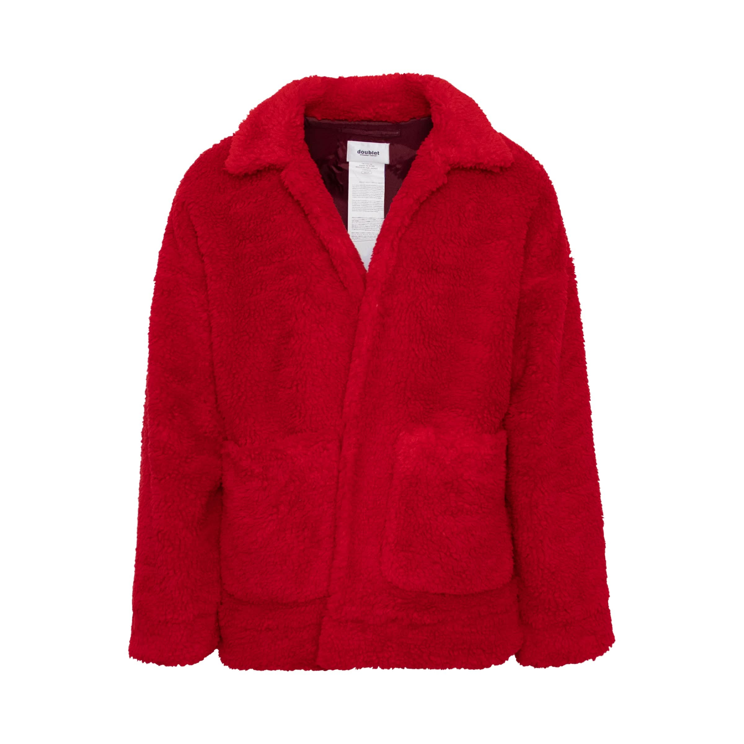 Hand-Painted Recycle Fur Jacket in Red