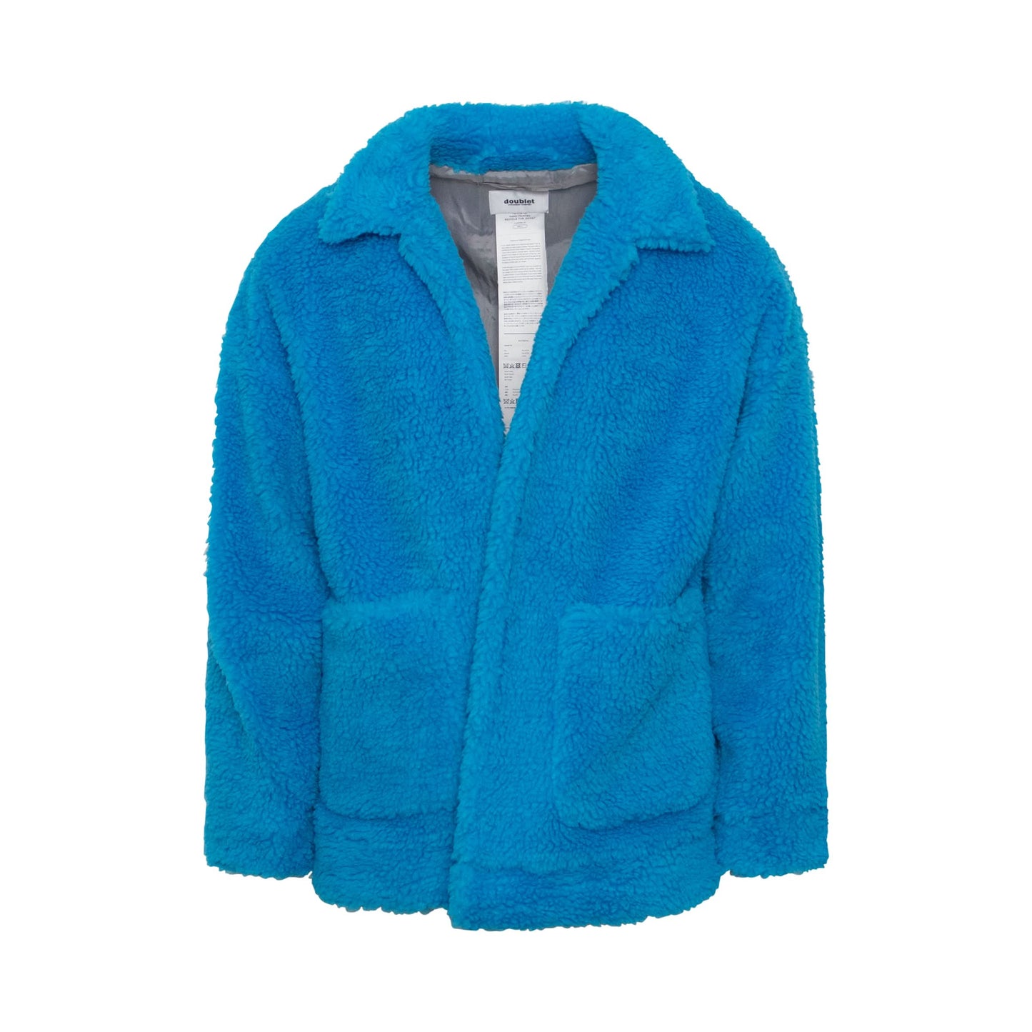 Hand-Painted Recycle Fur Jacket in Light Blue