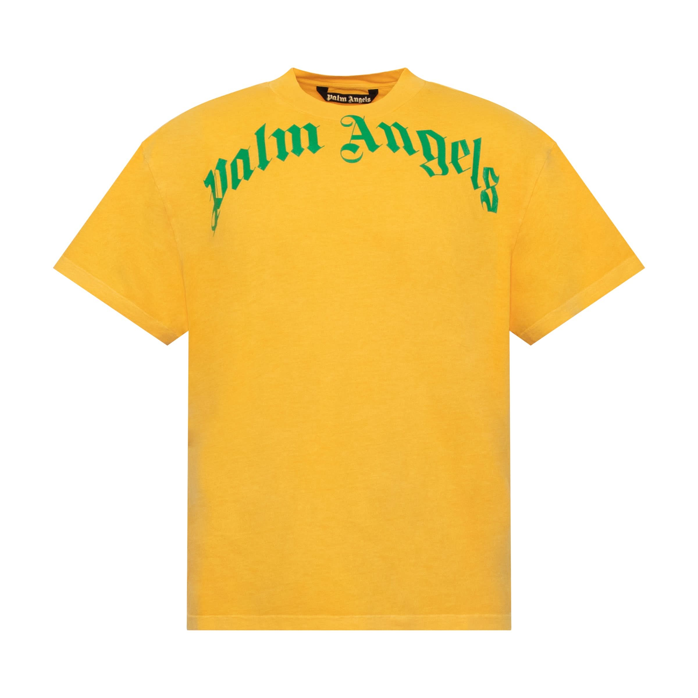 Vintage Wash Curved Logo T-Shirt in Yellow