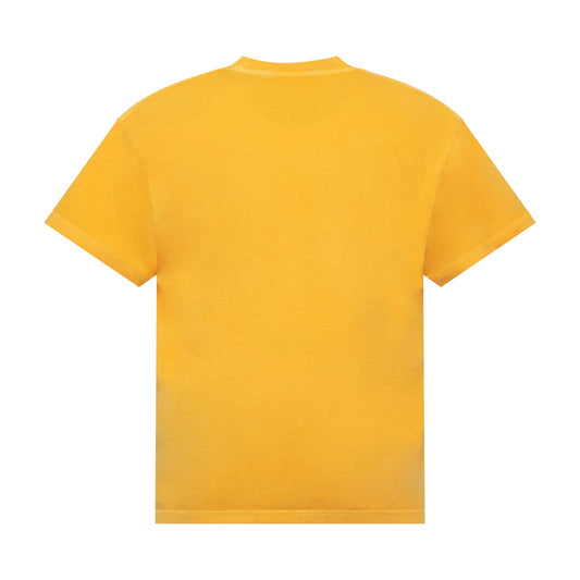 Vintage Wash Curved Logo T-Shirt in Yellow