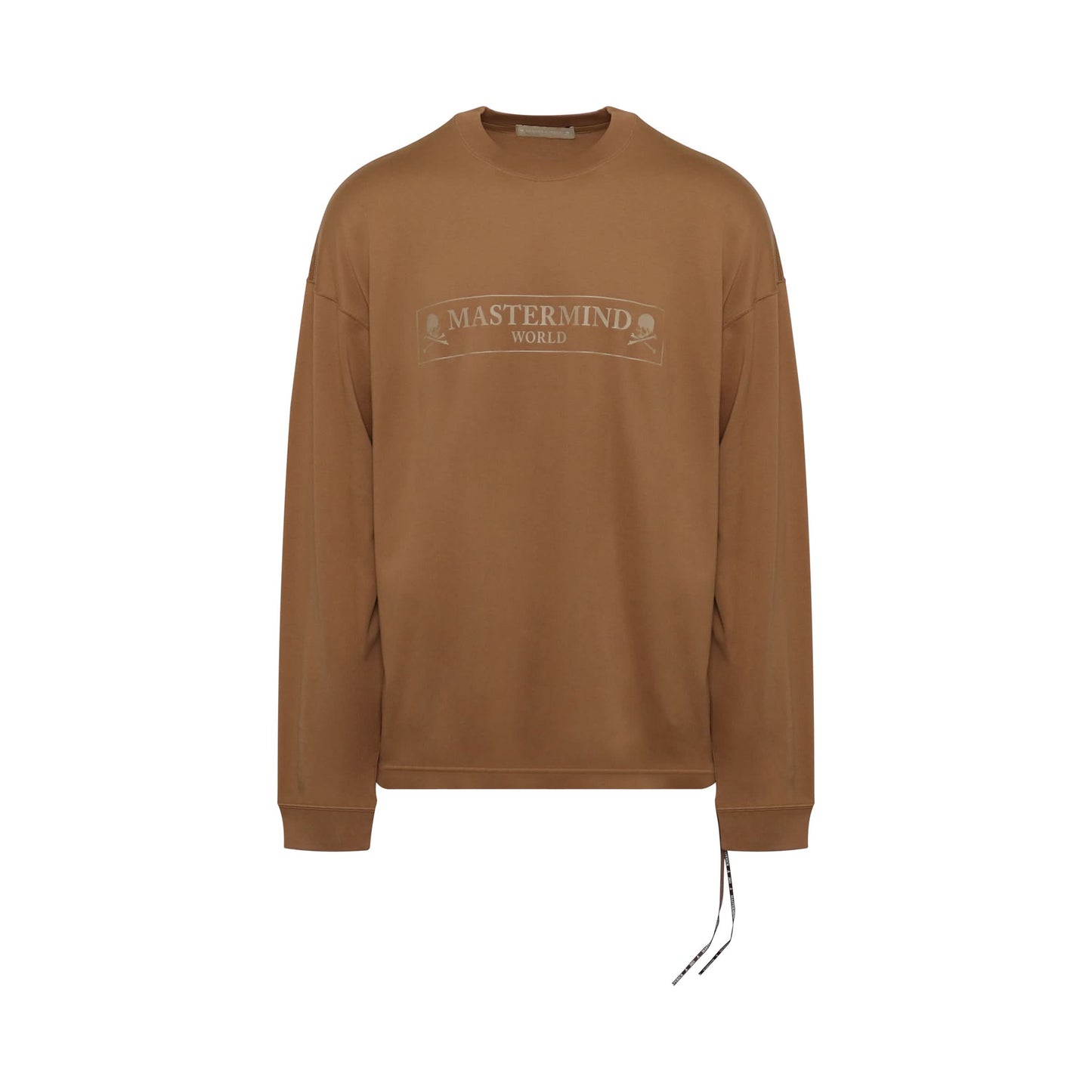 Boxed Logo Long Sleeve Boxy Fit T-Shirt in Camel