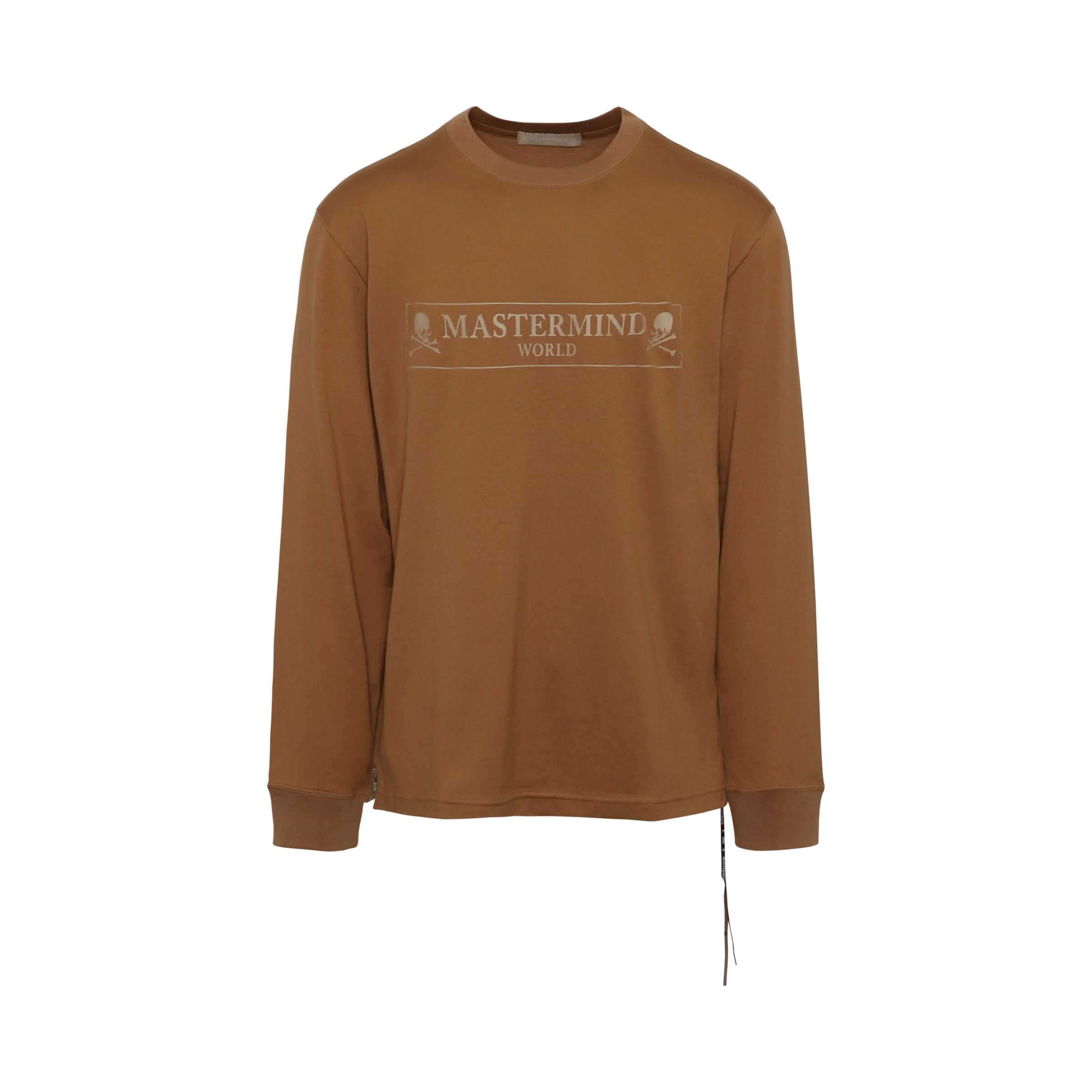 Boxed Logo Long Sleeve T-Shirt in Beige