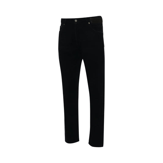 Corduroy Logo Regular 5 Pocket Jeans in Black