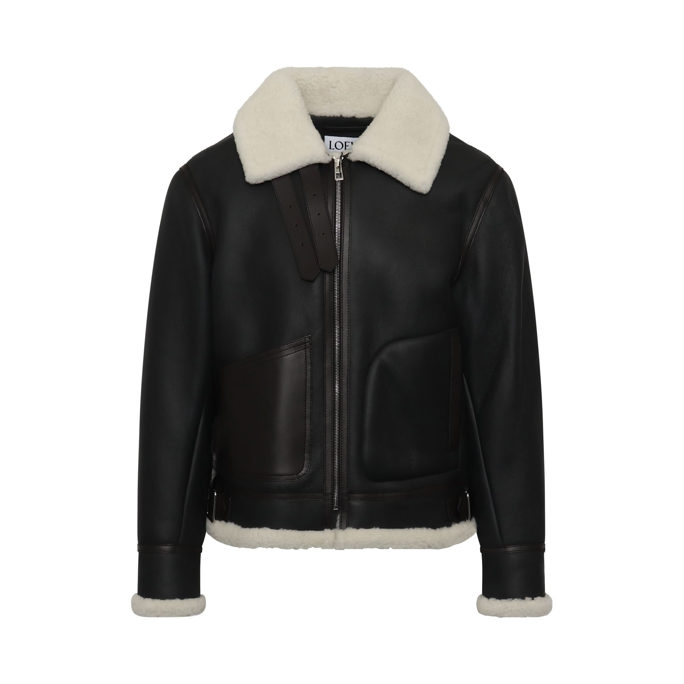 Shearling Aviator Jacket in Black