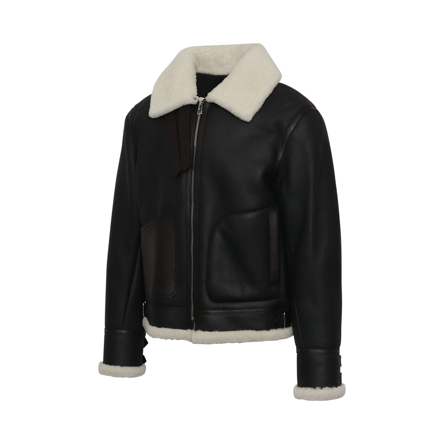 Shearling Aviator Jacket in Black