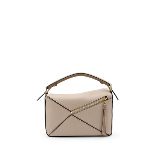 Small Puzzle Bag in Soft Grained Calfskin in Sand/Mink