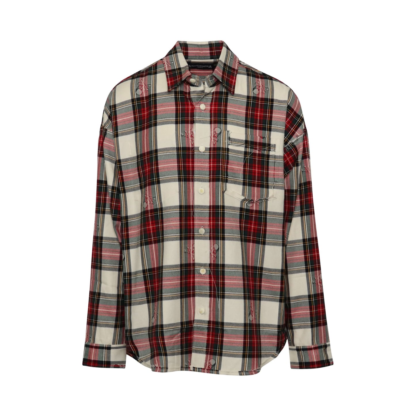 Reversible Plaid Emboidered Logo Shirt in White