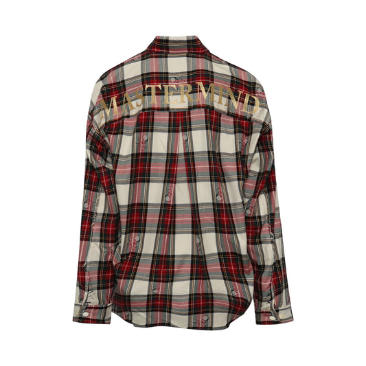 Reversible Plaid Emboidered Logo Shirt in White