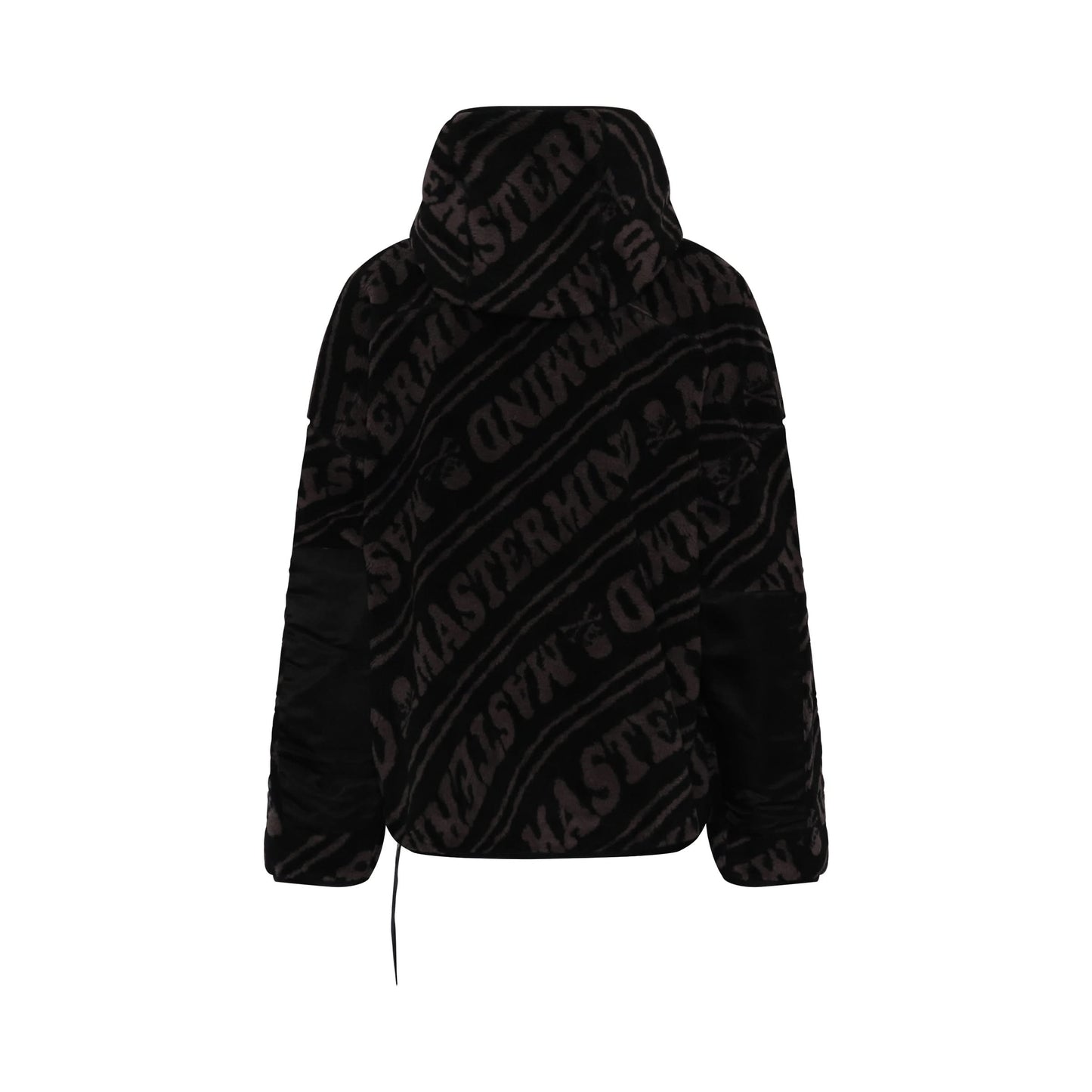 Sherapa Jacquard Zip Oversize Hooded Jacket in Black