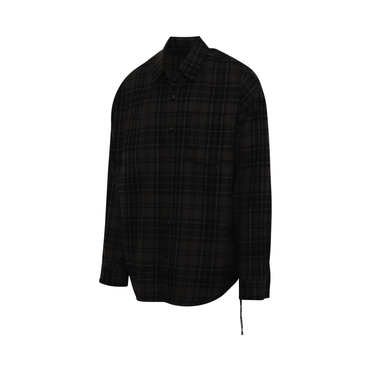 Reversible Plaid Emboidered Logo Shirt in Grey