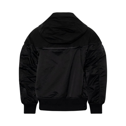 Classic Nylon Twill Bomber Jacket in Black