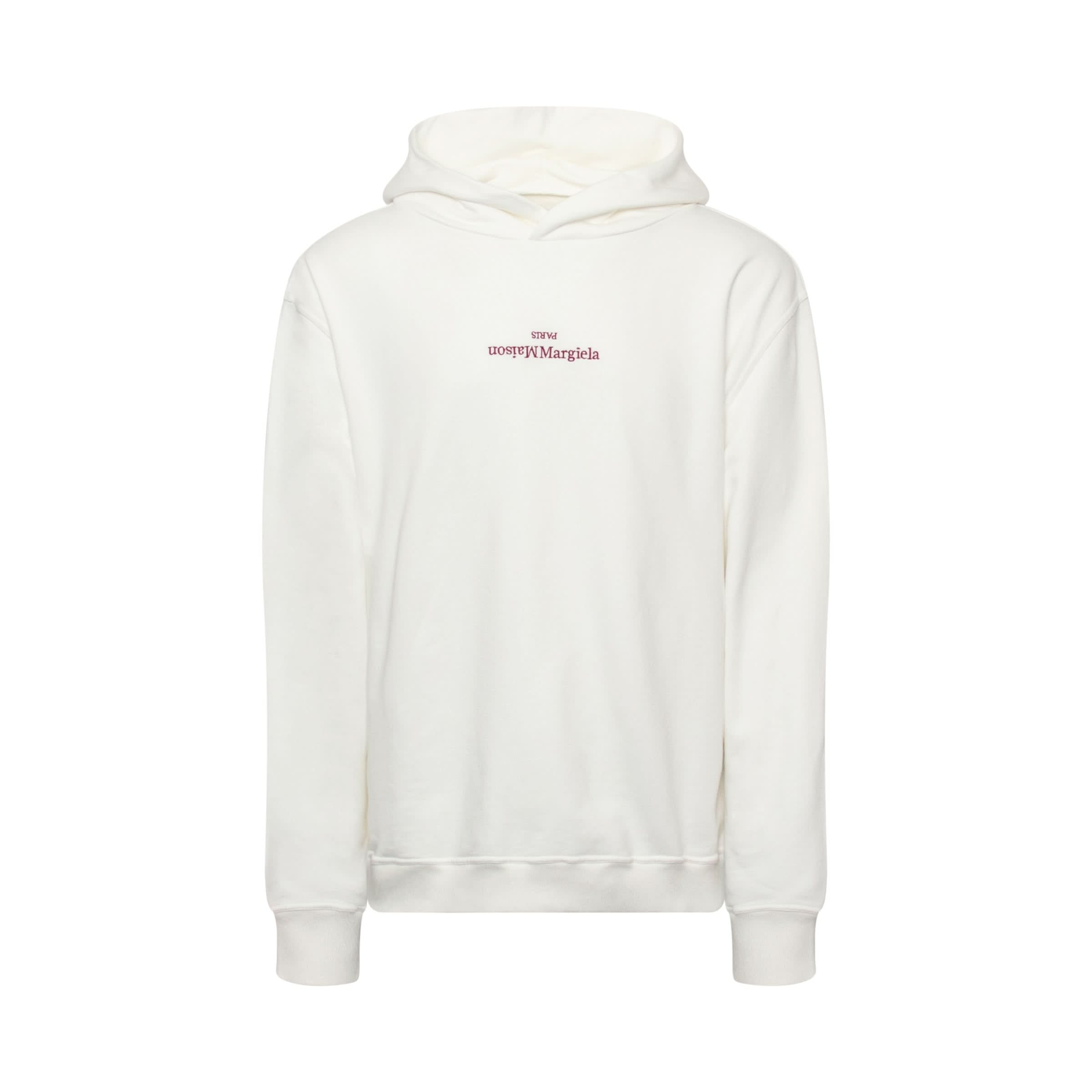 Embroidered Logo Hoodie in White