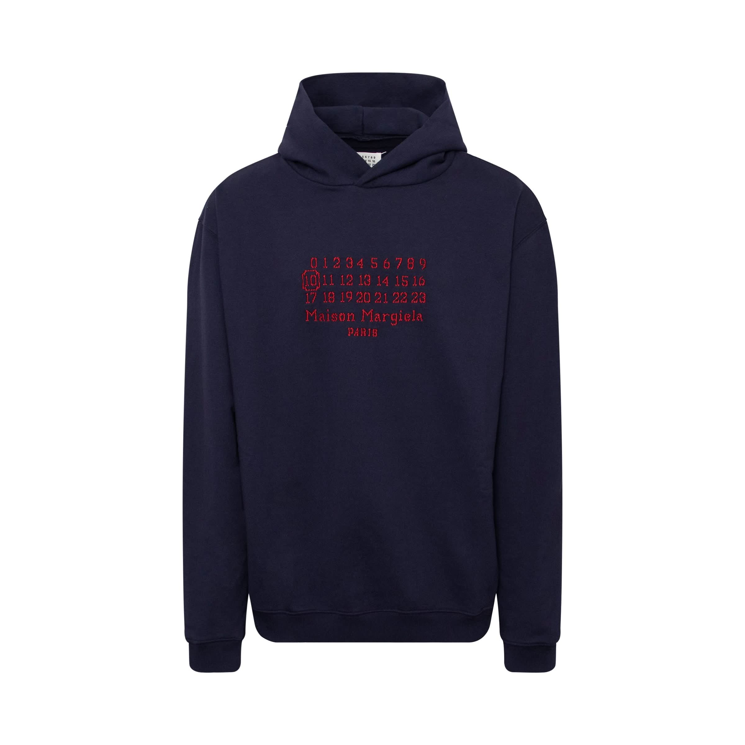 Embroidered Logo Hoodie in Indigo