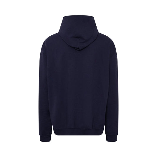 Embroidered Logo Hoodie in Indigo