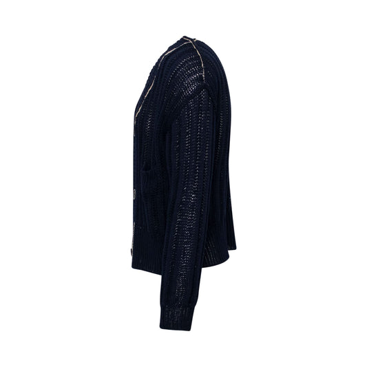 Stitch Detailed Cardigan in Navy