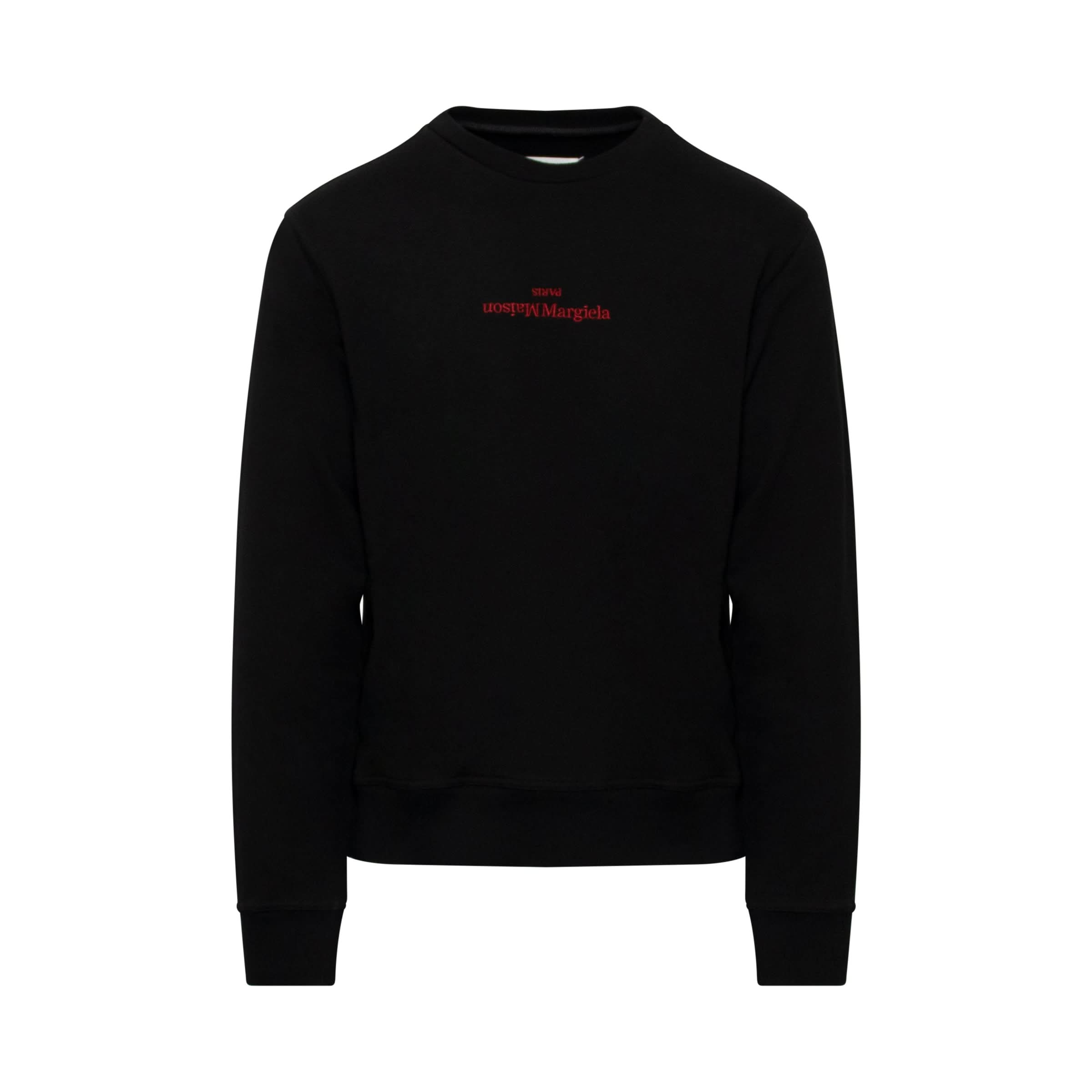 Flip Embroidered Logo Sweatshirt in Black