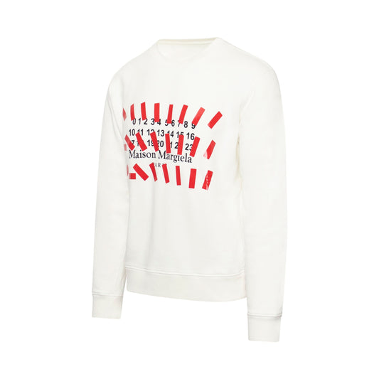 Number Print Logo Sweatshirt in White