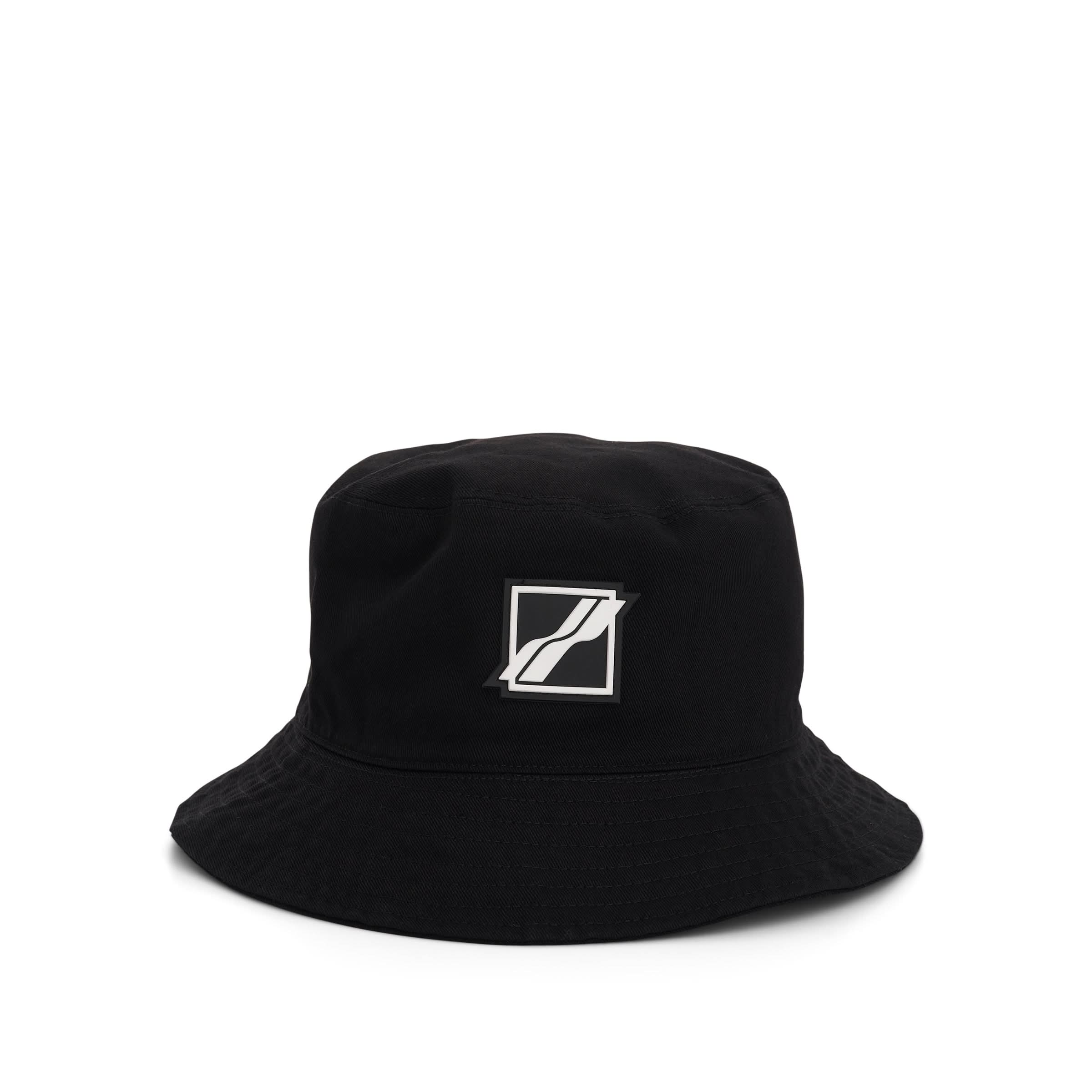 Square Logo Buckle Hat in Black