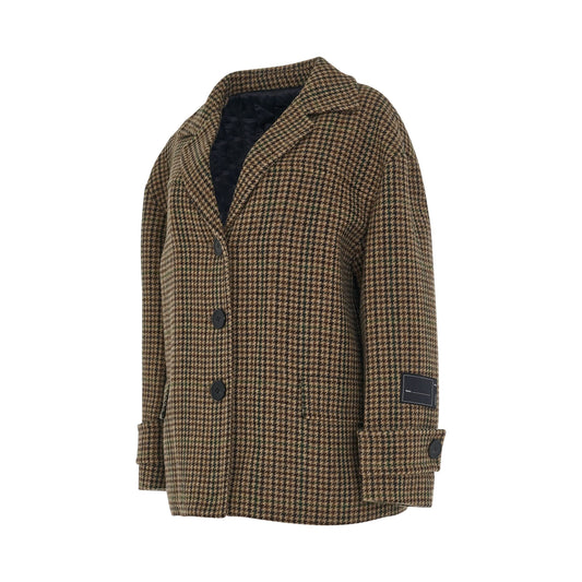 Oversized Plaid Wool Jacket in Beige/Brown