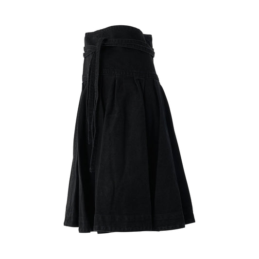 Flare Denim Long Skirt in Black