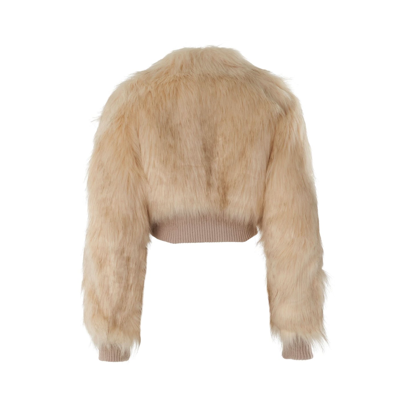 Faux Fur Bomber Jacket in Beige