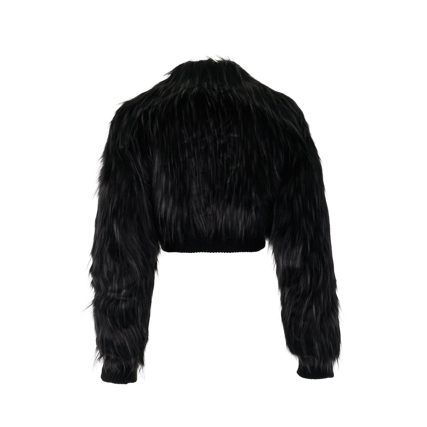 Faux Fur Bomber Jacket in Black