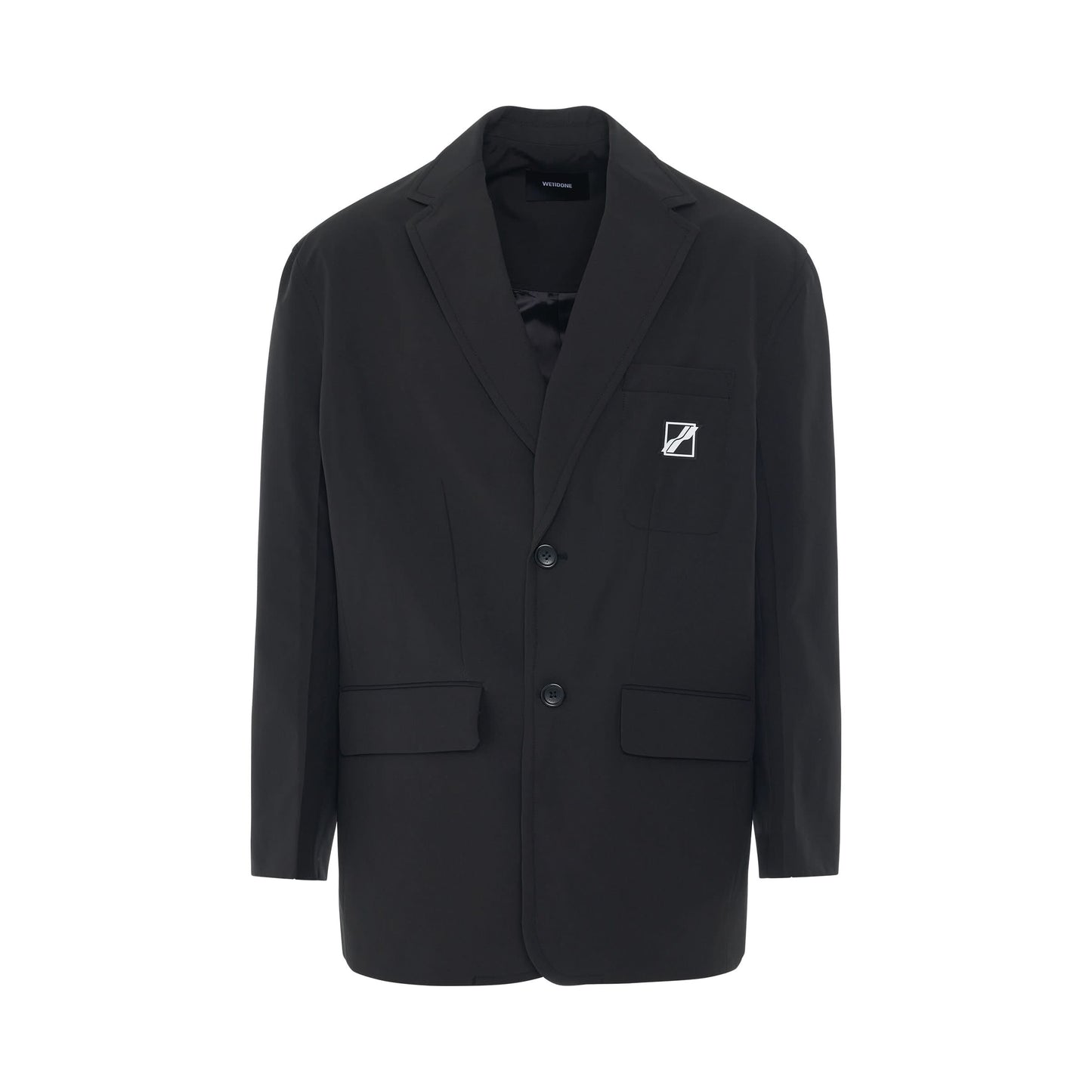 Logo Patch Single Breasted Jacket in Black