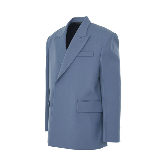 Embossed Logo Double Jacket in Blue