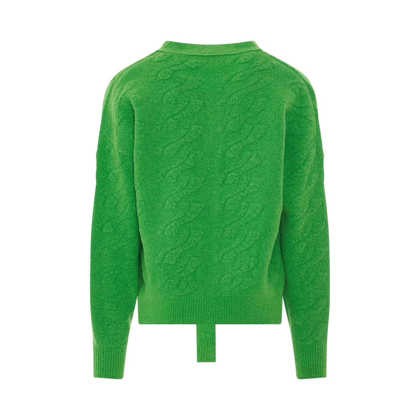 Logo Cable Felted Knit Cardigan in Green